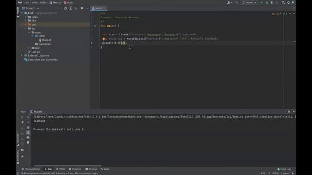 Kotlin dasturlash tili | 36 - dars, Listlar