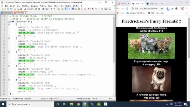 JavaScript Shopping Cart -- Part 2