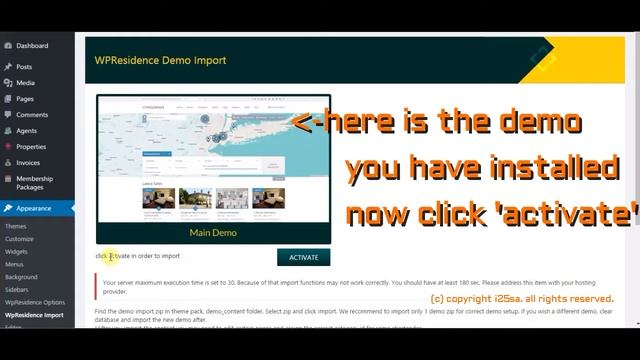 WP Residence Wordpress Theme  -  How to Import Main Demo Content