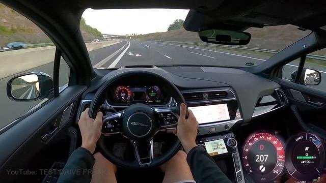Jaguar I-Pace EV 400 S максимальная скорость автобан POV