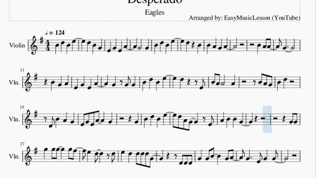 Violin Sheet Music: How To Play Desperado By Eagles