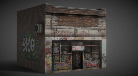 Ghetto Hood Graffiti Detroit Building #1 в 3D от The Shade Game Dev