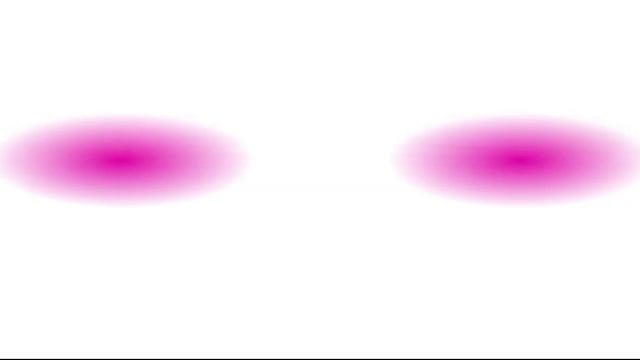 Движение в середину низа экрана двух лучей цвета Deep Pink на белом фоне