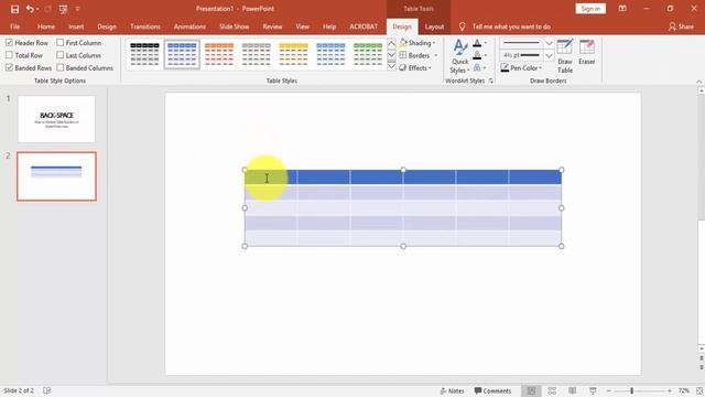 How to thicken table borders in PowerPoint mac