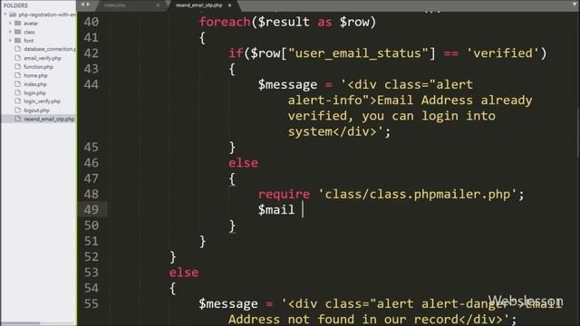 Resend Email Verification OTP in PHP Registration
