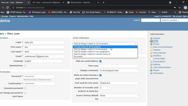 USER CREATION IN REDMINE | RAHUL QA LABS