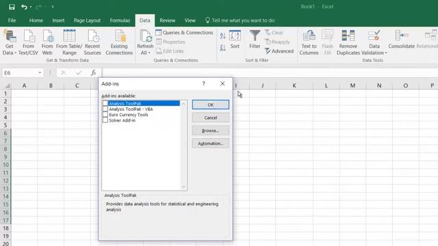 Excel 365 - Adding or Installing Data Analysis function