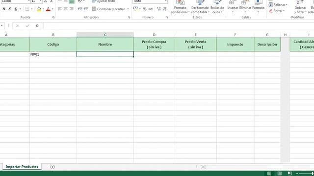 Importar productos desde excel
