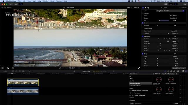 Two Wold Effect. Два Мира. Эффект для видео с Дрона. Final Cut Pro X.