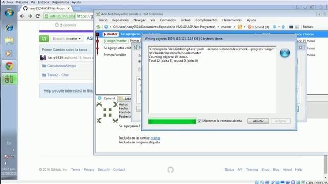 Curso Git - VS2010 | Usando Comandos git commit | git push en VS2010 [2015] (PROYECTO EXISTENTE)