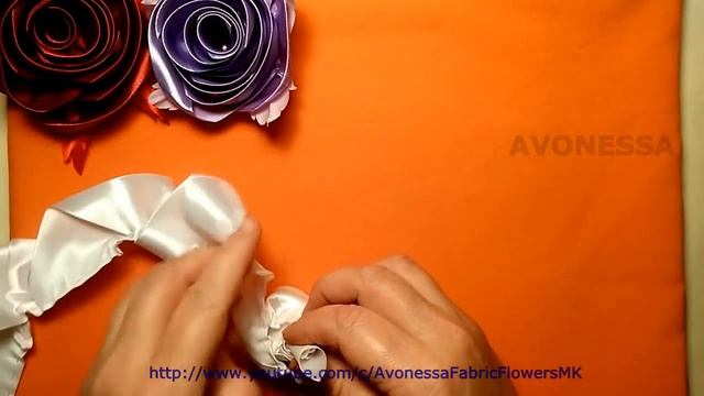 Ribbon flowers how to make:rose from satin ribbon/tutorial/Цветы из лент:роза из атласной ленты/МК
