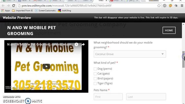 N & W Pet Grooming Website Build out and SEO for Miami