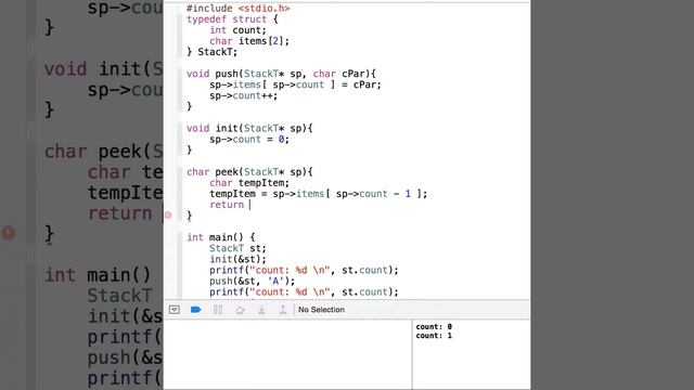 stack using array 2 peek