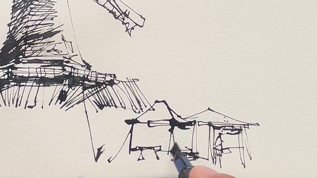 Sketching Windmill with Pilot Parallel Calligraphy Pen  Urban Sketching  4K