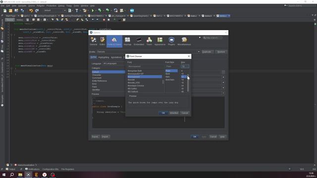 MPLab - изменить размер шрифта