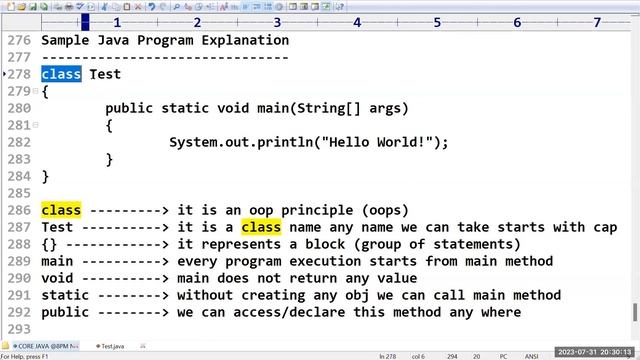 CORE JAVA (Fast Track) tutorials || Demo - 4 || by Mr. Prakash Babu On 31-07-2023 @8PM IST