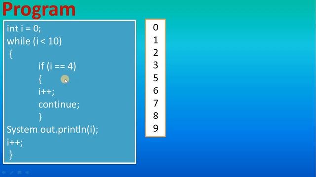 Continue Statement in JAVA,#31