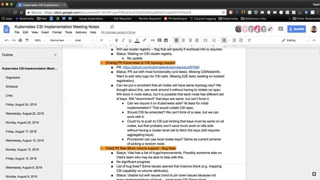 Kubernetes SIG Storage - CSI Implementation Workgroup 20180824