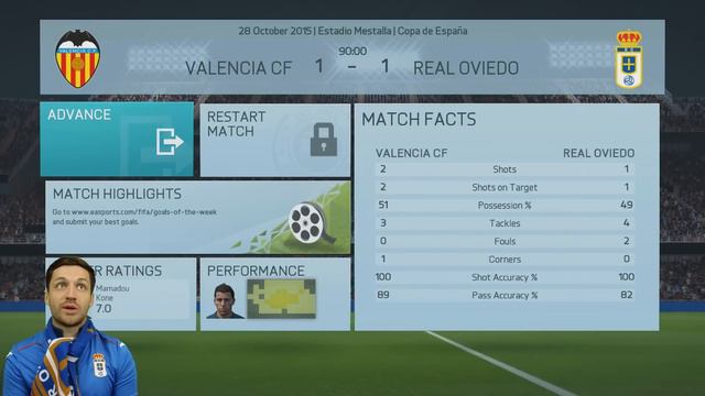 Real Oviedo Career Mode #5 - VALENCIA AWAY!!! - Fifa 16