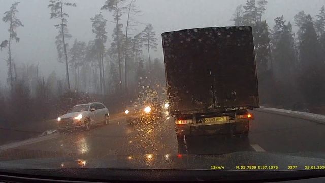 Ауди и упавшее дерево.