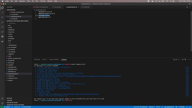 Masonite Application Deployment using Docker