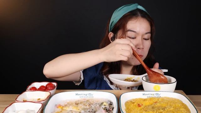 May Eating/Mukbang)SUB/Two Flavor Porridge/ASMR Eating Sounds