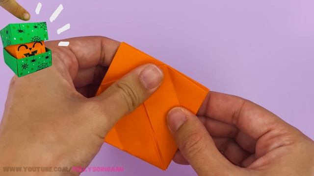Halloween origami pumpkin toy, how to make paper pumpkin