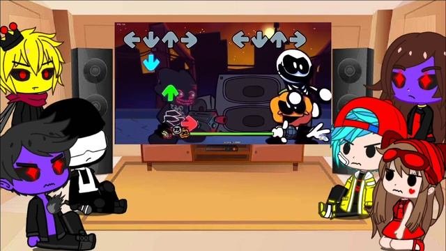 FNF React to Friday night funkin mod SKID  PUMP VS EVIL PICO  part 1  gacha club