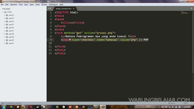 Tutorial HTML Part 21 - Membuat Checkbox di Form HTML