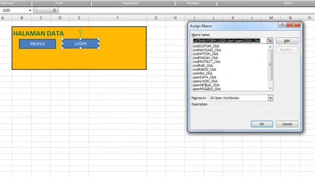 Membuat Form Login Terproteksi di Excel Bagian 2