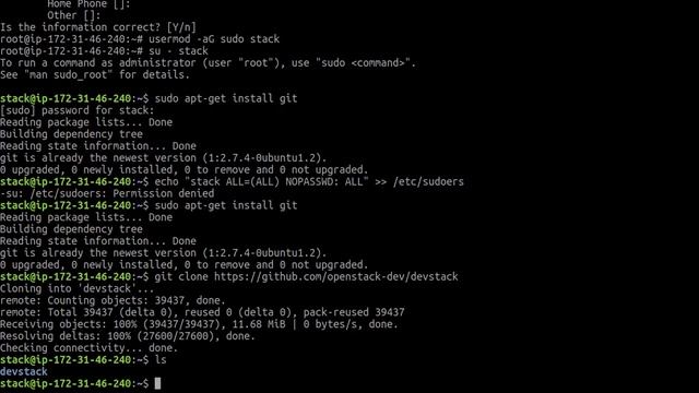 Install devstack in Ubuntu 16.04 AWS ver:2