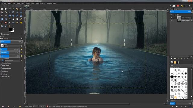 Swimming Inside of a Road - GIMP 2.8 Tutorial
