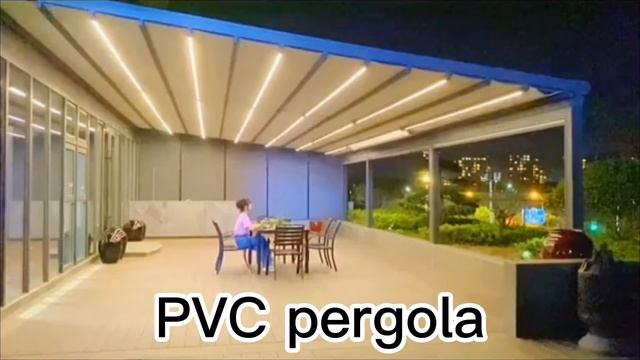 LED Rainproof PVC Retractable Roof Pergola Remote Control Gazebo Aluminum Alloy