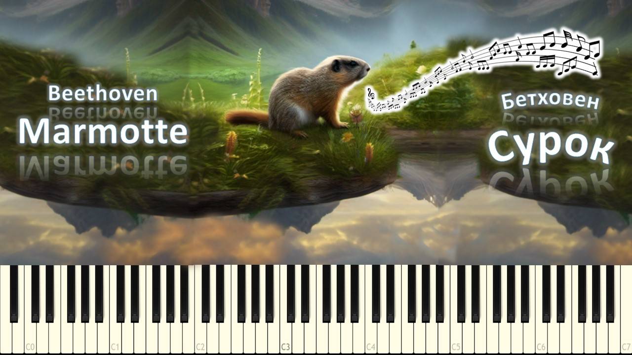 Бетховен - Сурок / Marmotte (piano tutorial) [НОТЫ + MIDI]