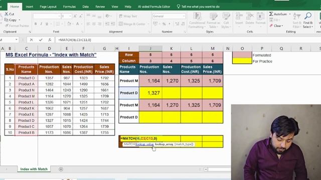 MS Excel Formula|| Index with match || Index Function with match || how to use Index formula II