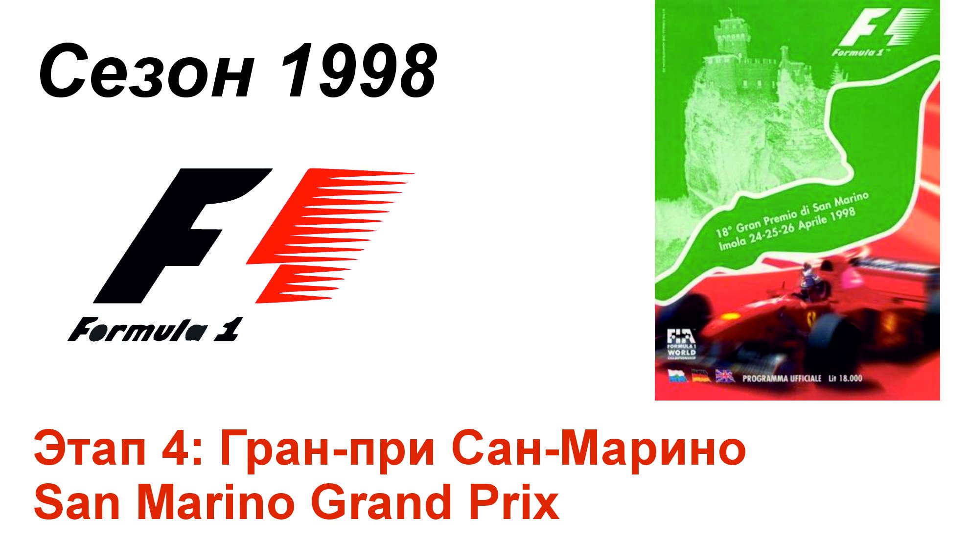 Формула-1 / Formula-1 (1998). Этап 4: Гран-при Сан-Марино
