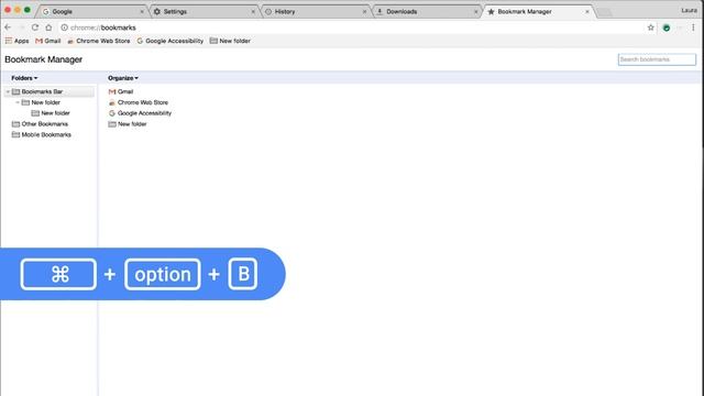 Navigating Chrome on Mac by Keyboard:  Chrome Menu Options