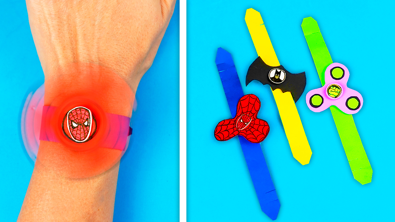 Игровые часы из бумаги - Супергерой, Человек-паук, Халк DIY Браслет Fidget Spinner