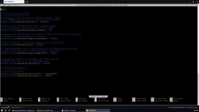 Could not save new password roundcube error in vesta control panel (VestaCP).