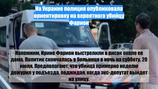 На Украине полиция опубликовала ориентировку на вероятного убийцу Фарион