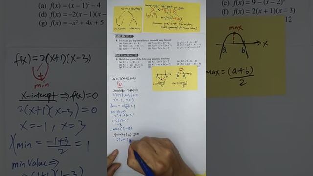 2.10 Q1f ?(Sketch the Graph Quadratic/Lakarkan Graf Kuadratik)
