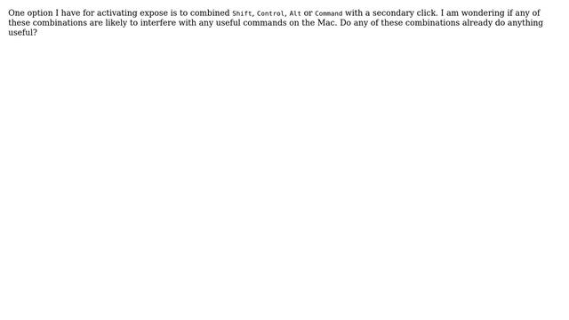 Apple: How often is Shift, Control, Alt or Command combined with the secondary click?