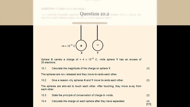 Electrostatics grade 10 | Exam question