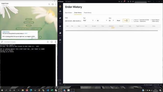 BINANCE CRYPTO Trading Bot For PUMPS (Telegram) [100% AUTOMATIC]