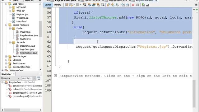 Java EE - Dispatcher (Ev tapşırığı)