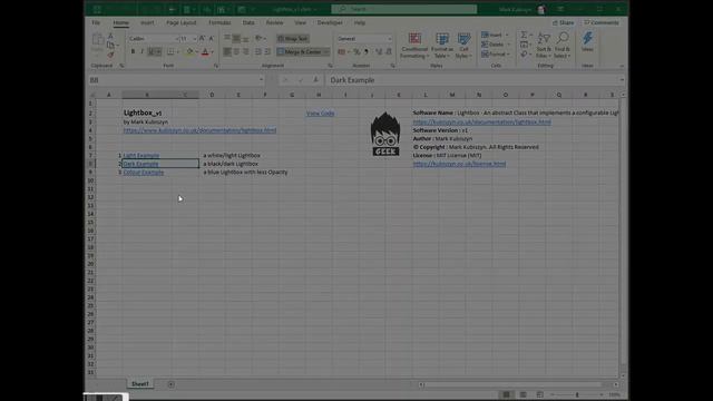 Lightbox v1 Easing Lightbox Overlay for Excel