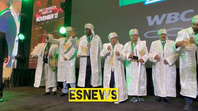ALL THE BOXING CHAMPIONS 2023 ON ONE STAGE WEARING UZBEKISTAN NATIONAL COSTUME WBC CONVENTION