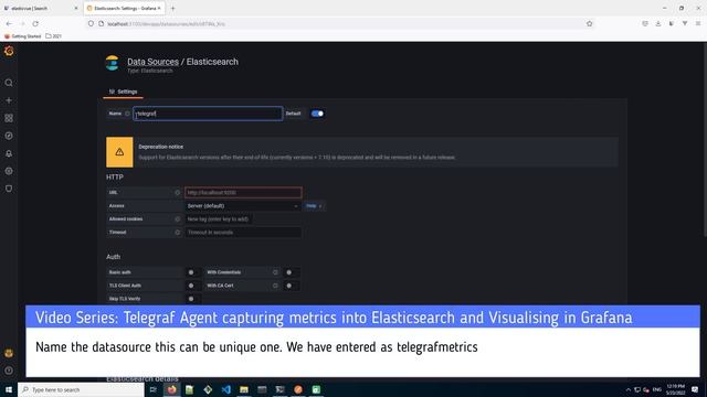 Telegraf - Elasticsearch - Grafana Datasource Setup