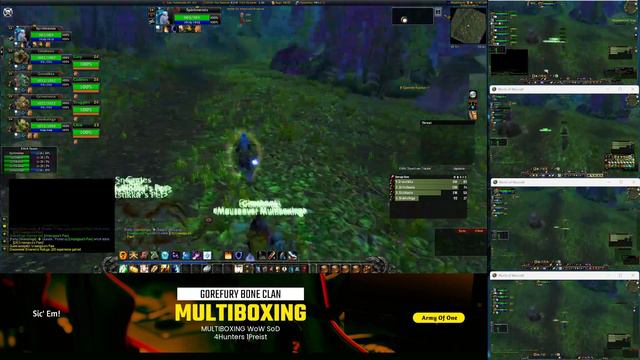 WoW Classic SoD - Multiboxing Ashenvale - The Ashenvale Hunt for level25! 4hunters 1priest