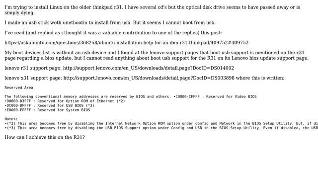 Thinkpad r31 usb install (K / X / L)ubuntu